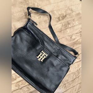 Tommy Hilfiger Soft Black Leather Large Handbag Like New